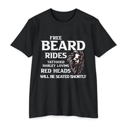 Free Beard Rides T-Shirt – Harley-Loving Redhead Biker Humor
