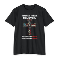 Load image into Gallery viewer, Veteran Biker Believer Christian Cross T-Shirt