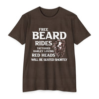 Load image into Gallery viewer, Free Beard Rides T-Shirt – Harley-Loving Redhead Biker Humor