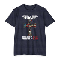 Load image into Gallery viewer, Veteran Biker Believer Christian Cross T-Shirt