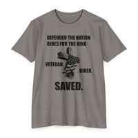 Load image into Gallery viewer, Veteran Biker Saved T-Shirt – Defended the Nation Rides for the King