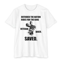 Load image into Gallery viewer, Veteran Biker Saved T-Shirt – Defended the Nation Rides for the King