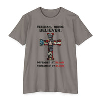 Load image into Gallery viewer, Veteran Biker Believer Christian Cross T-Shirt