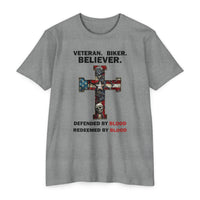 Load image into Gallery viewer, Veteran Biker Believer Christian Cross T-Shirt